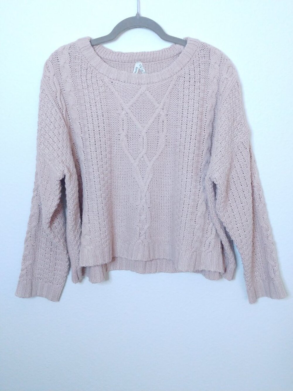 Mudd Pink Cable Knit Cropped Sweater